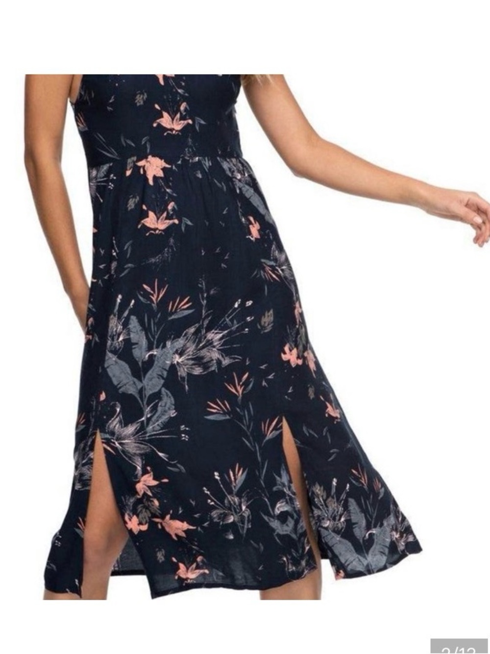 ROXY Midi length Dress. Lace up back. Side zipper. Size Small - Picture 2 of 9
